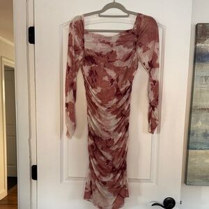 Kenneth Cole Long Sleeve Dress in Red and Cream